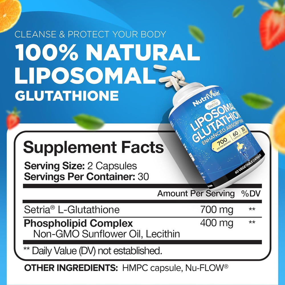 Close-up of Nutrivein glutathione capsules highlighting convenient, daily wellness capsules