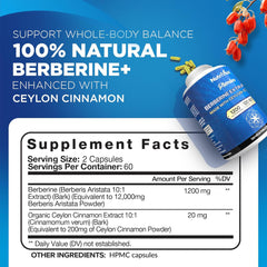 Nutrivein berberine cinnamon capsules close-up for convenient daily supplementation.