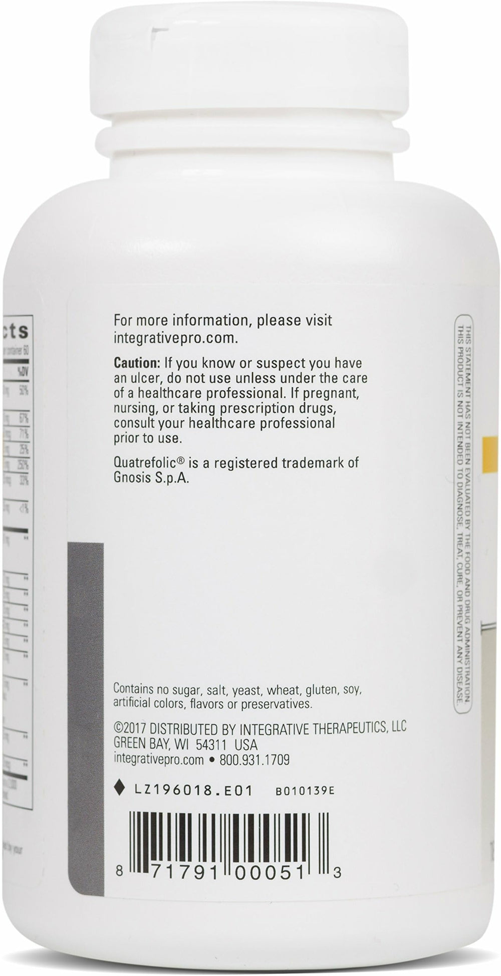 NutriVitamin Enzyme Complex nutrition label closeup highlighting vitamins.