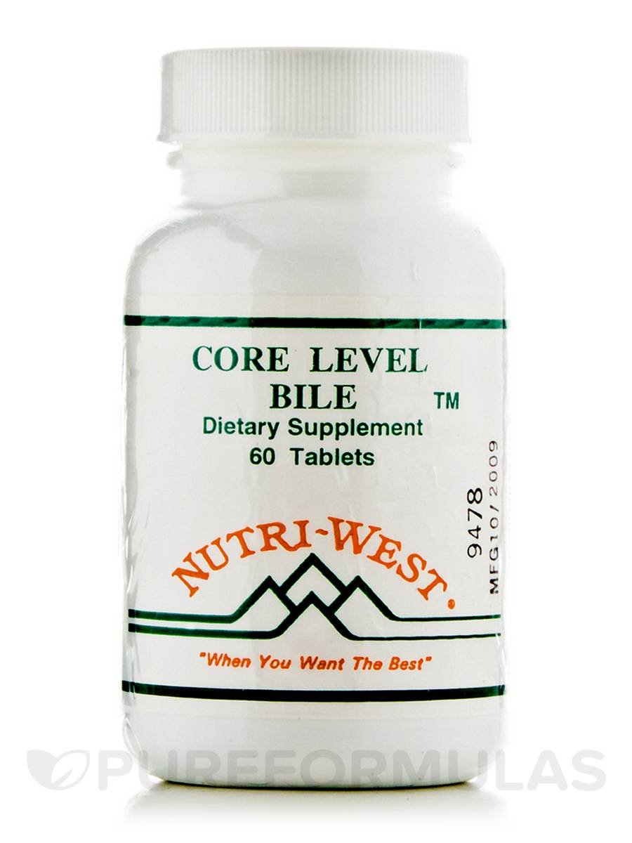 Nutri-West Core Level Bile tablets close-up, easy-to-swallow pills for daily meals.