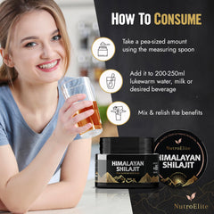 Packaging label with authenticity seal on NutroElite Shilajit resin