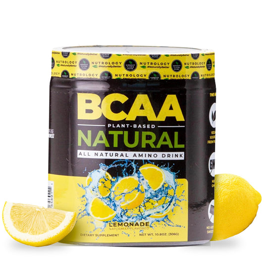 Nutrology BCAA Natural lemonade bottle for refreshing post-workout recovery.