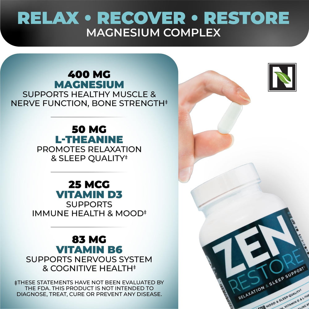 Vitamin D3 capsules from Zen Restore indicating bone-friendly wellness