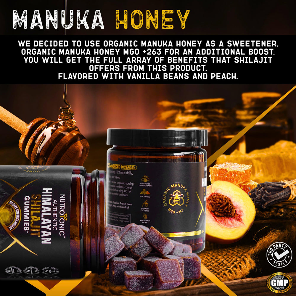 NutroTonic Shilajit Gummies peach-vanilla flavor offers a tasty daily ritual