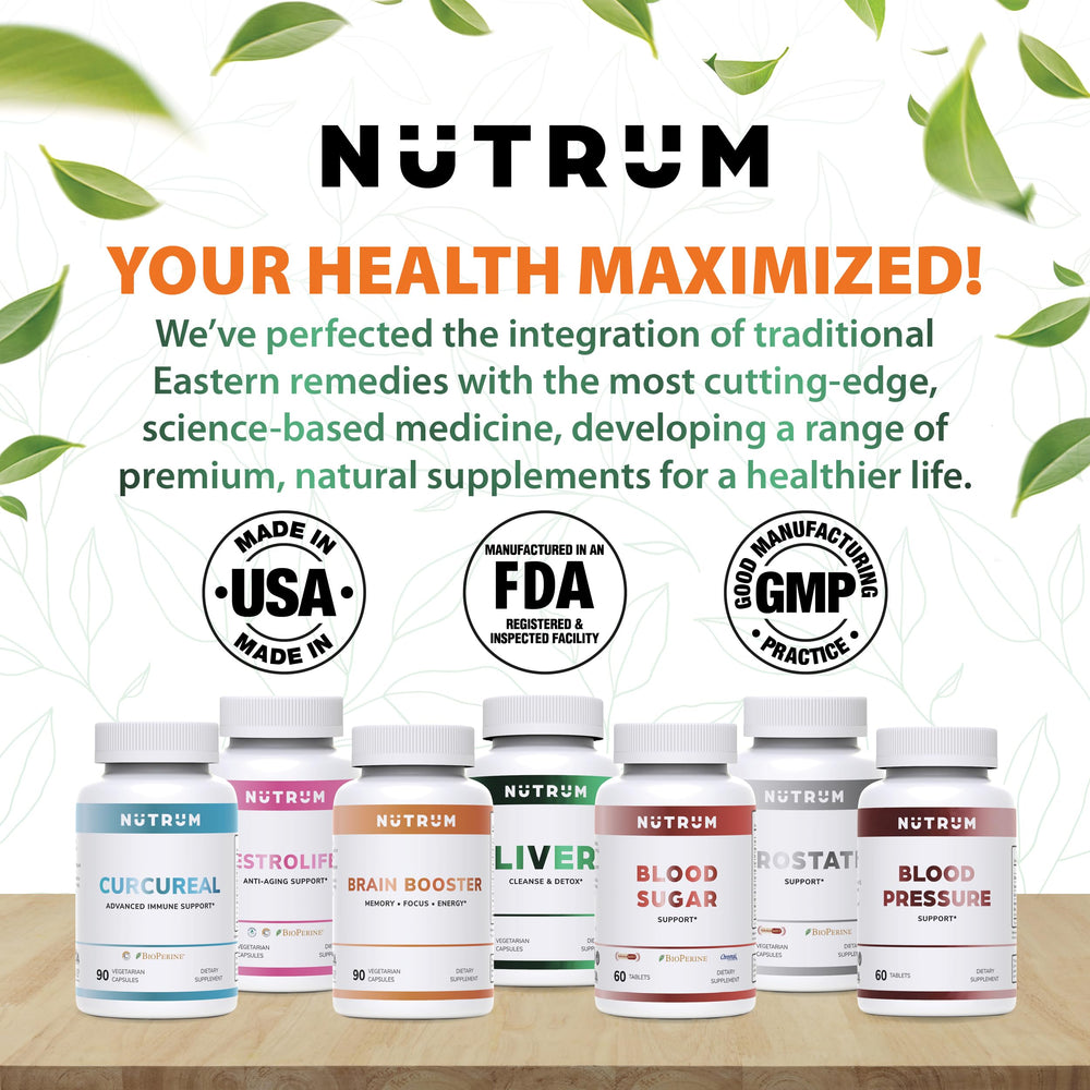 Nutrum Brain Booster capsules poured into hand for quick cognitive support