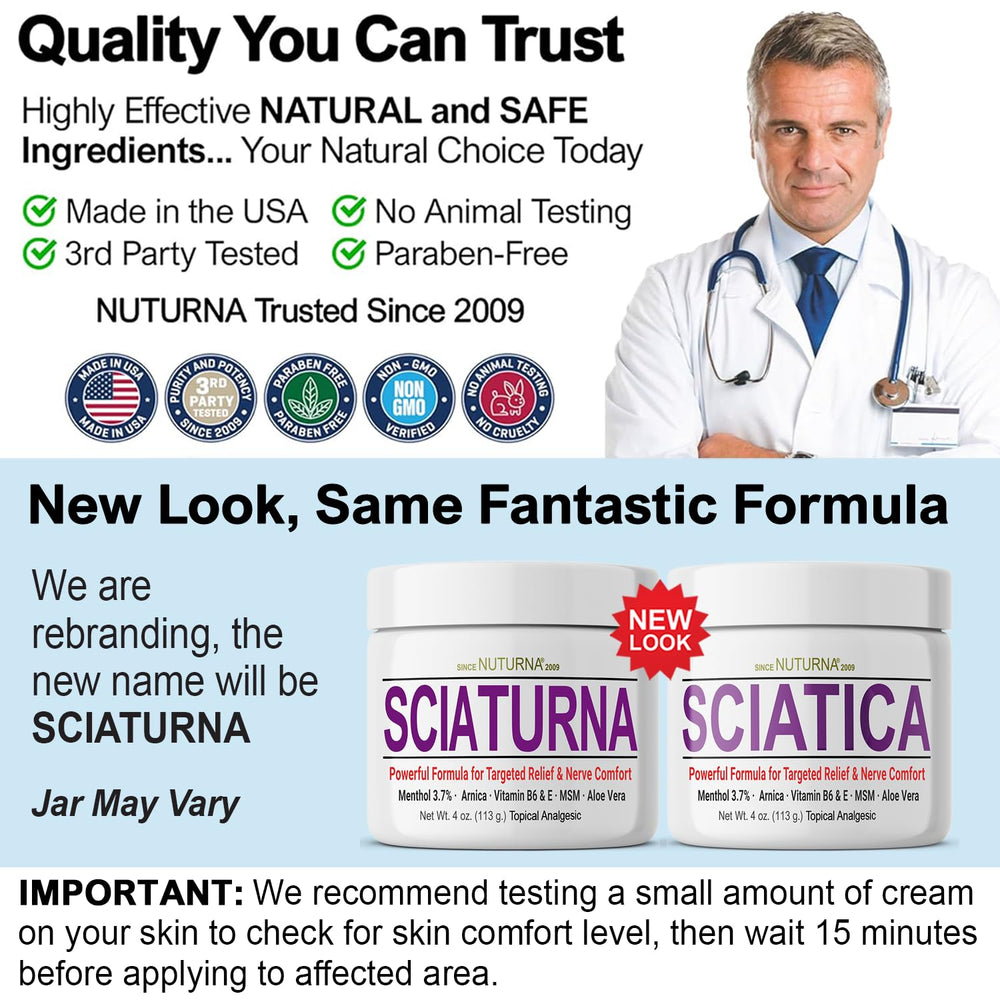 Nuturna Sciatica Nerve Cream made in USA supports high manufacturing standards.