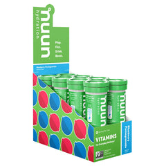 Nuun Blueberry Pomegranate electrolyte tabs in a tube for easy hydration on the go.