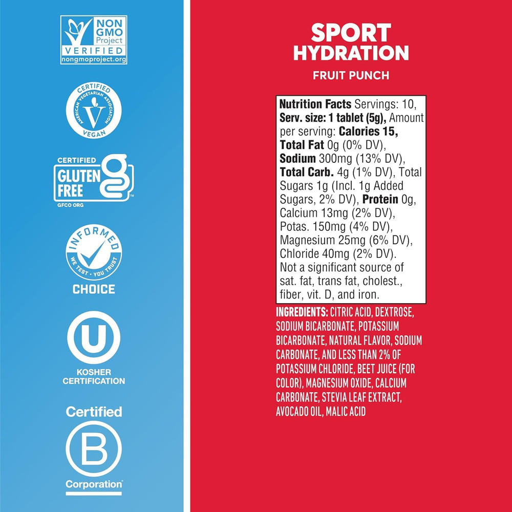 Close-up of Nuun Hydration Active Fruit Punch tablets