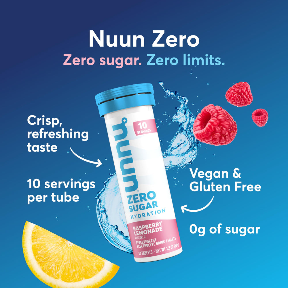 Nuun Raspberry Lemonade tube showing 80 servings and refreshed packaging