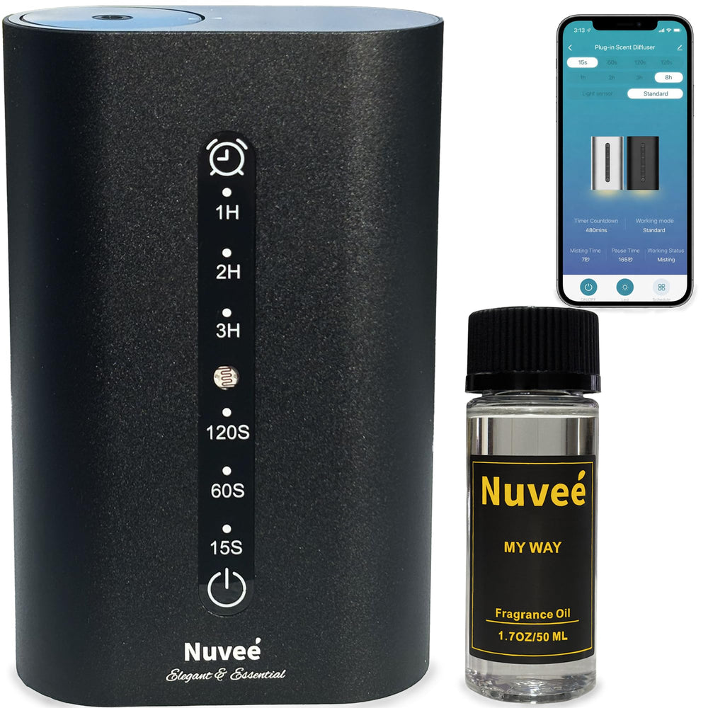 Nuveé wall plug-in diffuser with smart control for personalized fragrance.