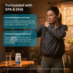 Nugevity Omega Max packaging illustrating enteric coating technology for cleaner consumption.