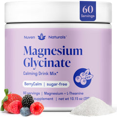 Nuven Naturals magnesium glycinate powder in berry flavor for a calming routine.