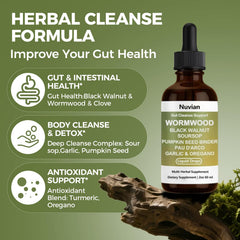 NUVIAN Clove and oregano oil blend shown for internal wellness support.