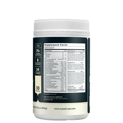 Nuzest Good Green Vitality label closeup highlights premium ingredients and allergen free status