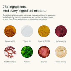 Nuzest Good Green Vitality scoop dispensing illustrates precise dosing for nutrition