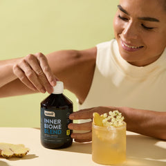Nuzest Inner Biome Blend herbal liquid with vibrant color