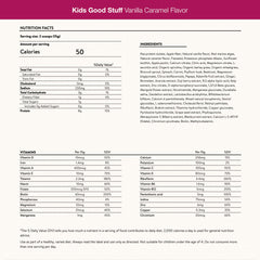 Nuzest Kids Good Stuff nutrition label highlights vitamins