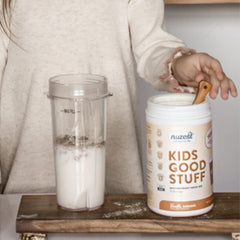 Nuzest Kids Good Stuff smoothie idea with milk and banana