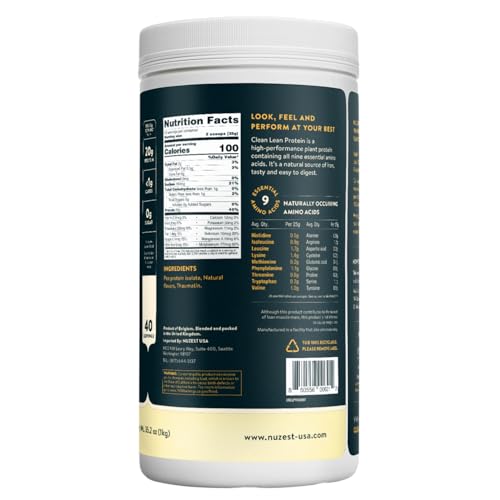 Nuzest pea protein isolate with raw European peas highlighting clean, GMO-free protein source