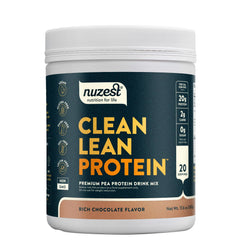 Nuzest pea protein powder bottle showing premium vegan protein for daily vitality