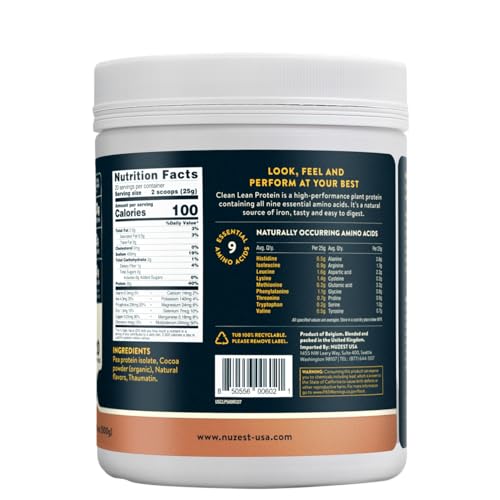 Nuzest pea protein powder scoop ready for a quick, convenient serving