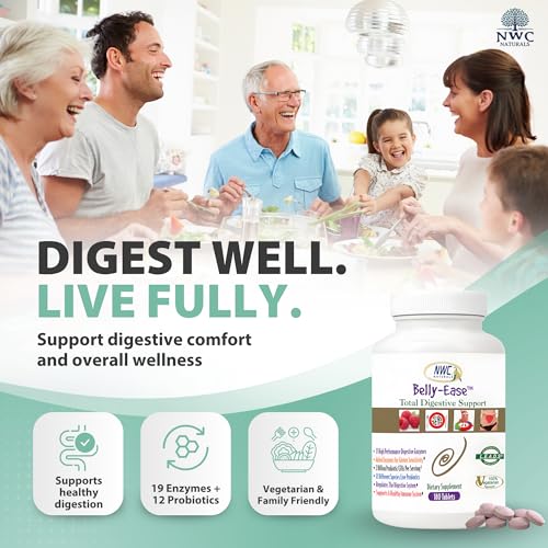 Belly-Ease ingredient panel featuring probiotics and enzymes for balance.