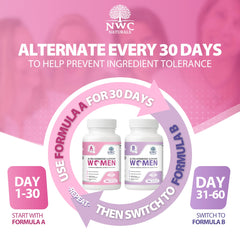 NWC Naturals Ultra-Hormone Support Formula A bottle with glass for convenient daily routine
