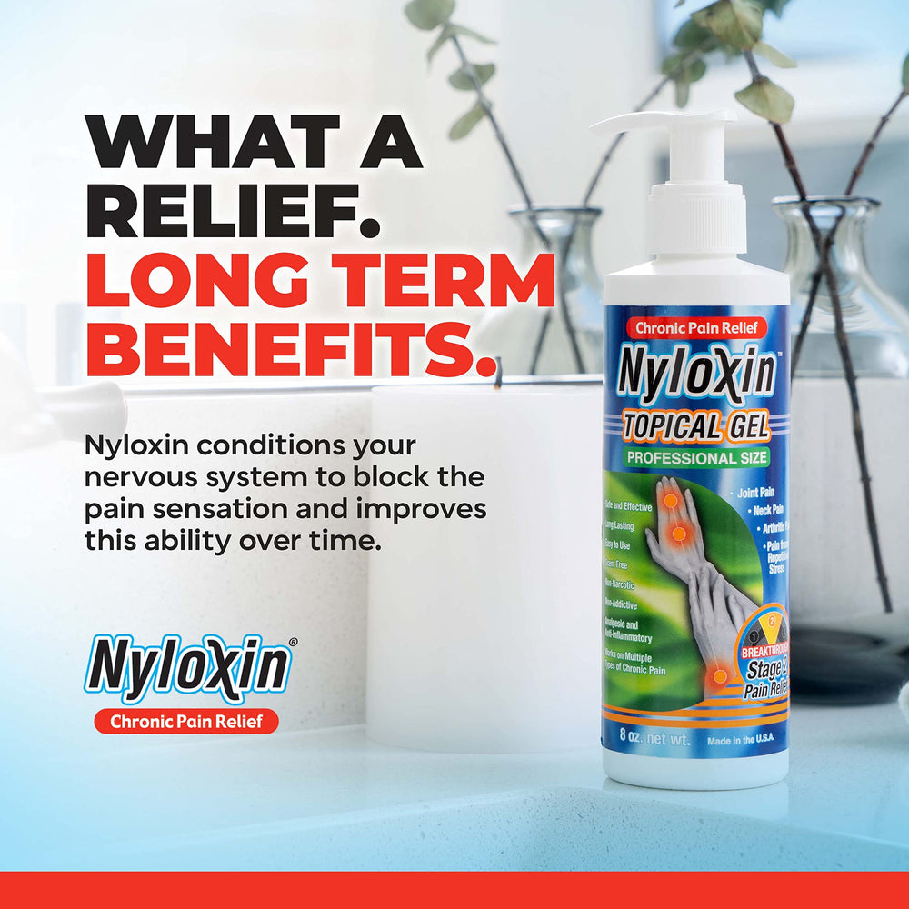 Nyloxin bottle demonstrates smooth absorption with no residue on skin