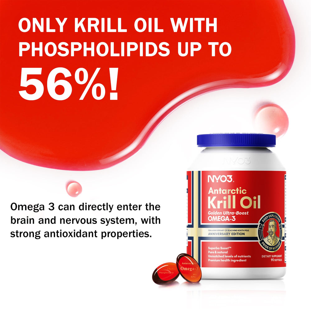 NYO3 Krill Oil Antarctic harvest concept emphasizes sustainable sourcing.