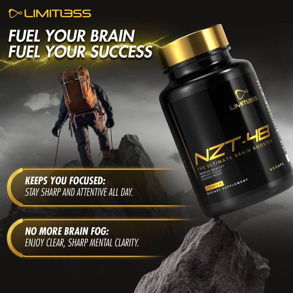 NZT-48 product packaging conveys premium cognition support at a glance.