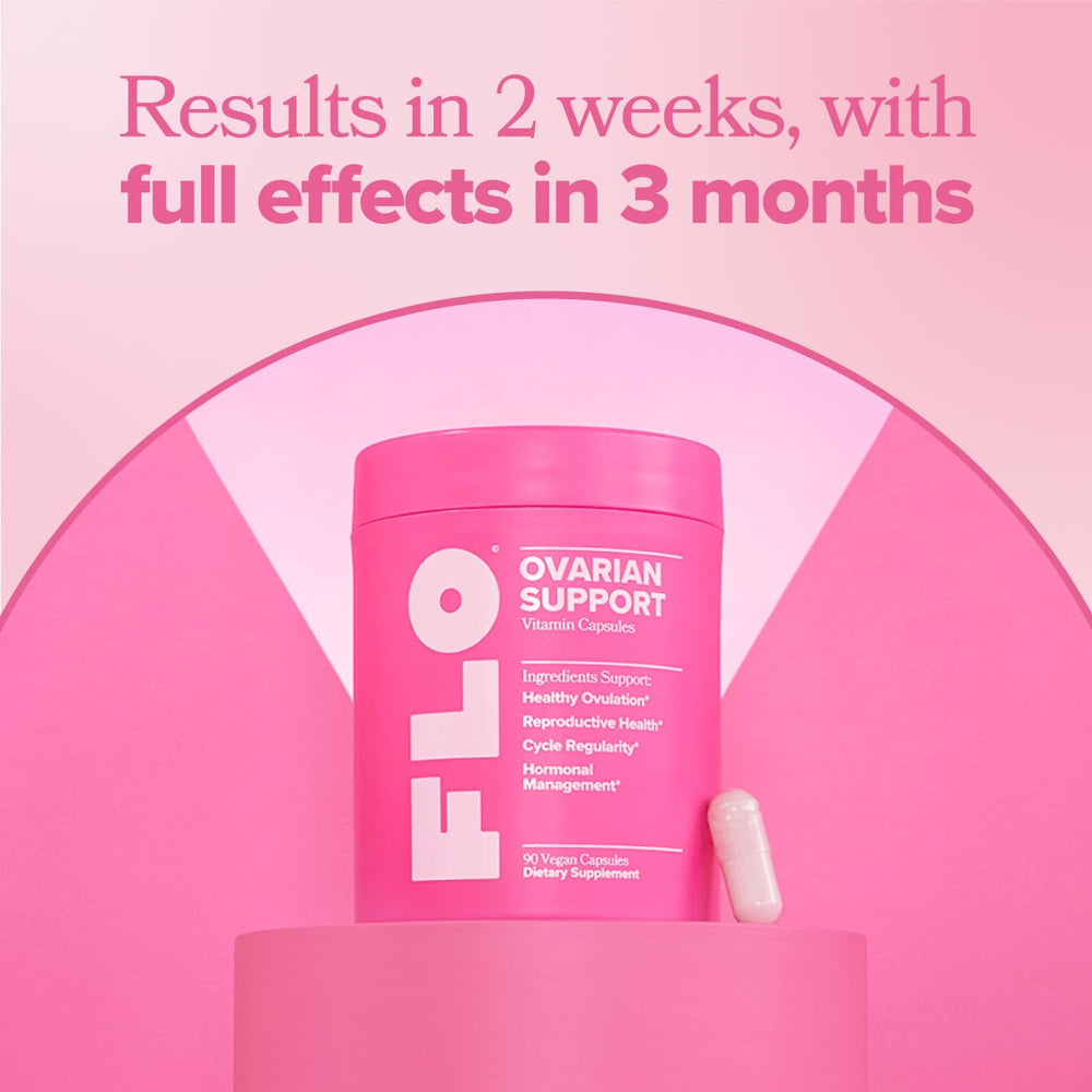 O Positiv FLO folic acid on label, part of daily vitamin support.