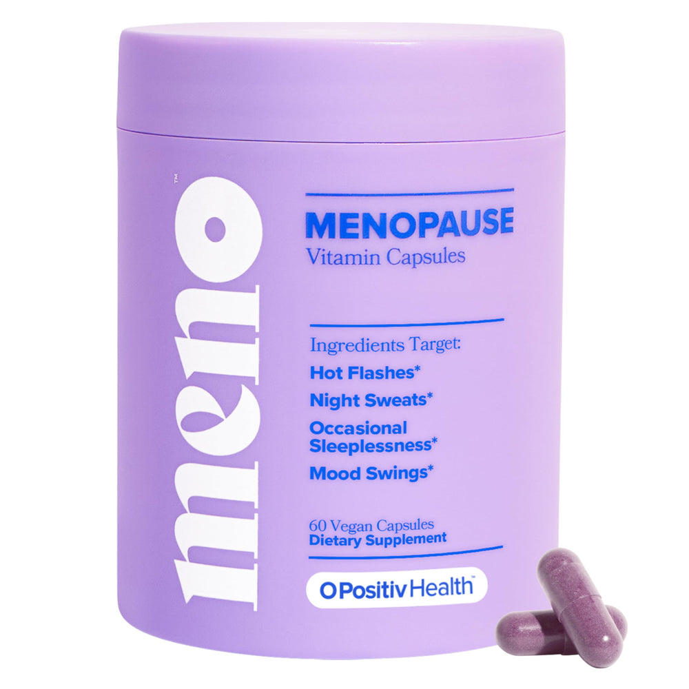 O Positiv MENO capsules bottle for daily menopause support.