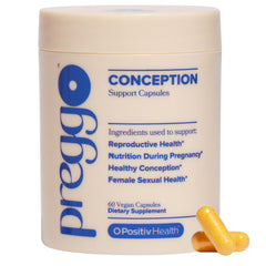 O Positiv Preggo capsules bottle for daily conception support and routine use.