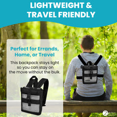 O2TOTES backpack with adjustable double-padded straps for comfort.