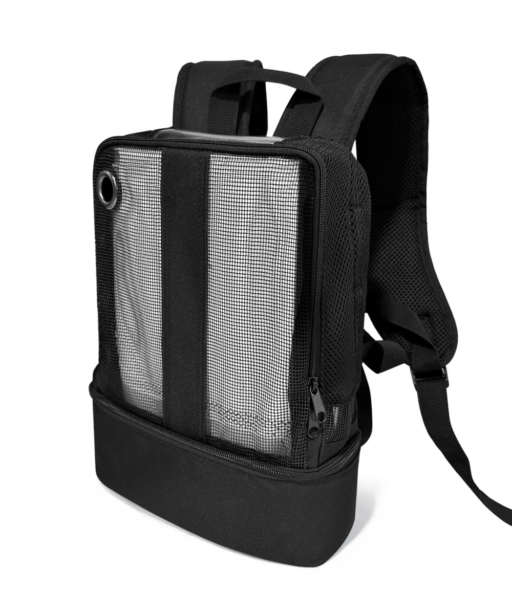 O2TOTES mesh backpack front view with breathable design for cooling your concentrator