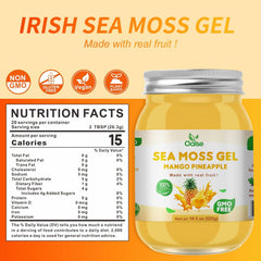 OALSE Sea Moss Gel Mango Pineapple serving bowl—easy smoothie ingredient.