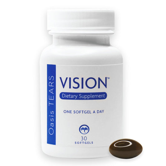 Oasis TEARS VISION bottle front highlighting daily eye wellness support.