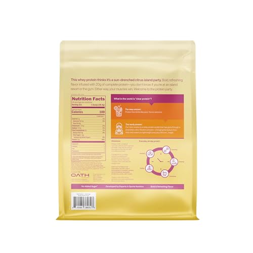 Oath Nutrition Clear Whey Sunrise Passion Punch shaker for a juice-like protein during workouts.