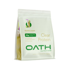 Oath Nutrition Clear Whey Limeade bottle pour — refreshing 20g protein per serving