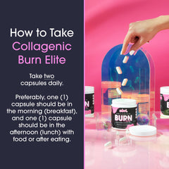 Obvi Burn Elite capsule close-up highlighting five collagen types for skin and joints.