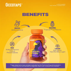 Occotaps star-shaped gummies close-up highlights easy daily chew and pleasant flavor.