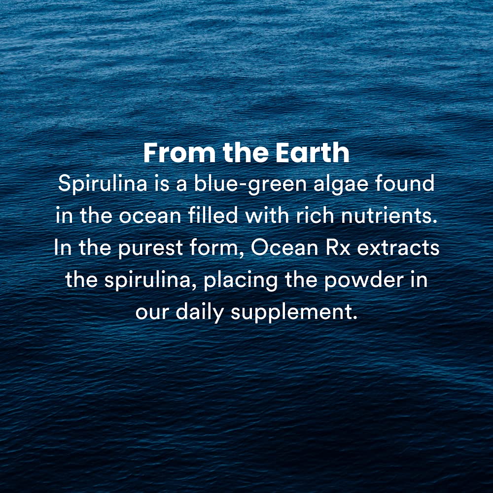 Oral health routine with Ocean Rx Blue Spirulina capsules.