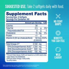 Capsules close-up from Oceanblue Omega-3 2100 for burpless intake.