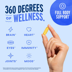 Orange-flavored Oceanblue Omega-3 2100mg bottle designed for daily use.