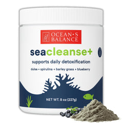 Ocean's Balance Seacleanse+ bottle front showing gentle daily detox benefits.