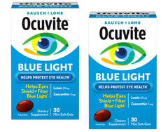 Ocuvite Blue Light softgels close-up highlighting lutein and zeaxanthin