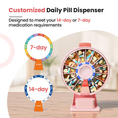 Odaro 14-day-pill-box-daily-meds-pink helps keep cycles clear.