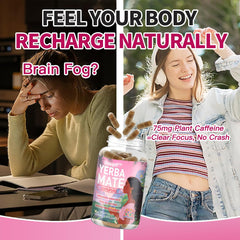 Oeaqeff Yerba Mate capsules with water illustrating easy digestion-friendly use.