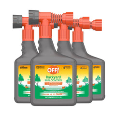 OFF! Backyard Bug Control yard pretreat sprayer attached to a hose for broad outdoor protection.
