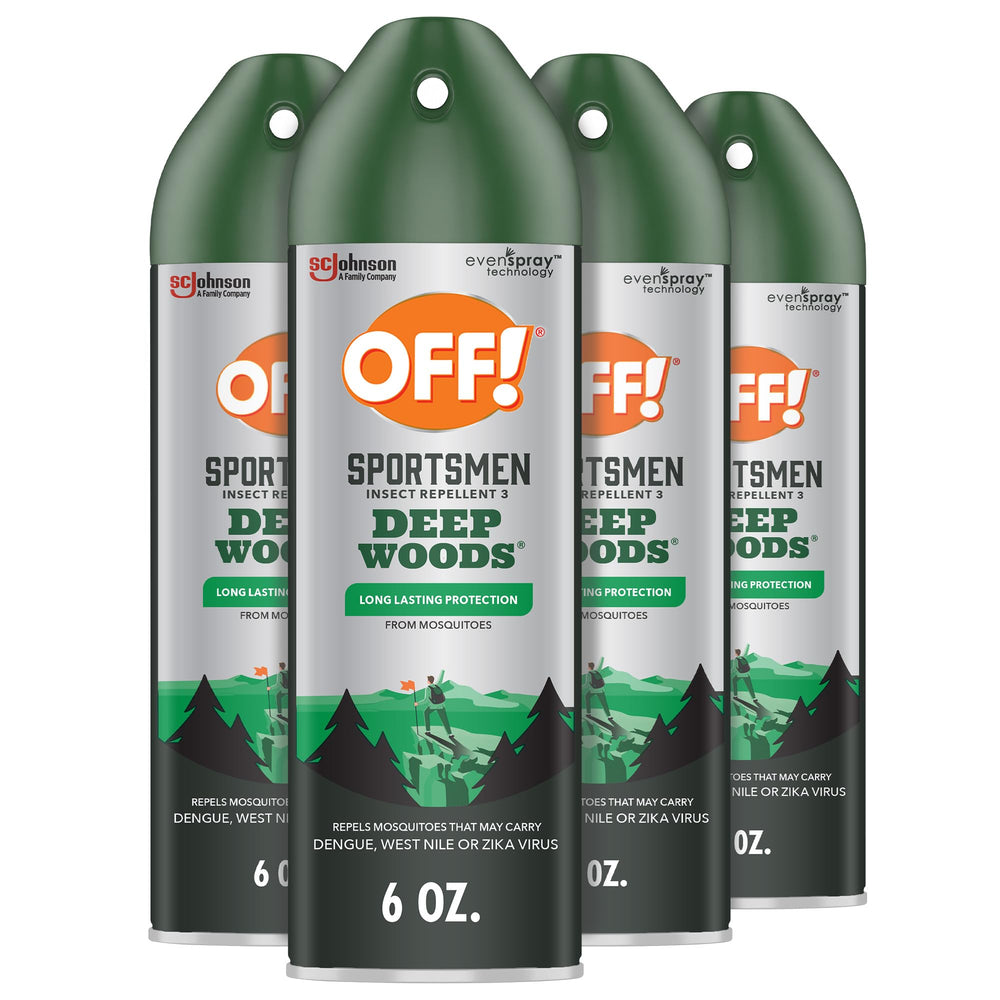 OFF! Deep Woods Sportsmen aerosol can for quick outdoor protection.